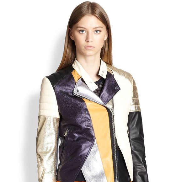 3.1 Phillip Lim Jackets & Blazers - 3.1 Phillip Lim Colorblocked Leather Biker Jacket